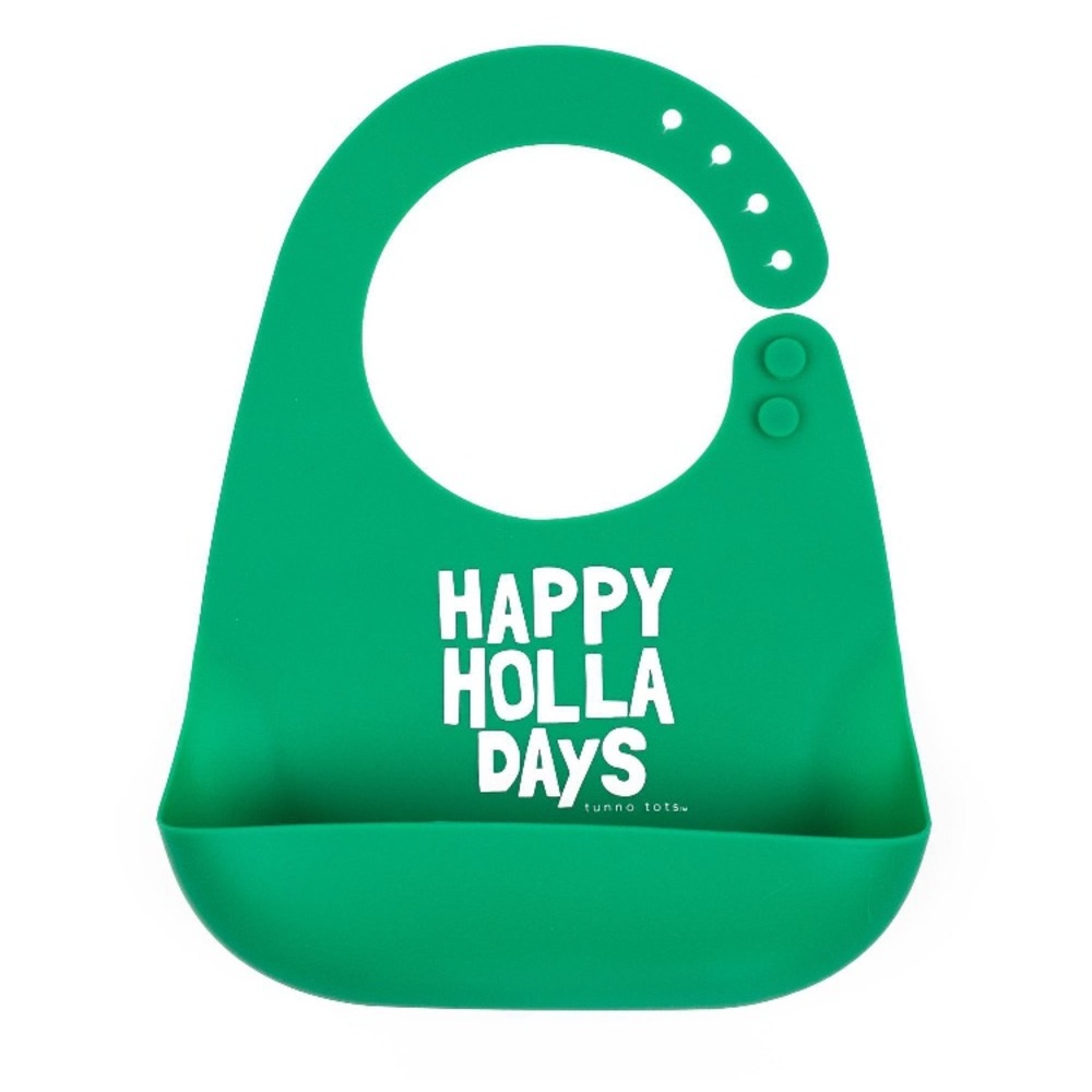 tunno tots Happy Holla Days Green Silicone Bib